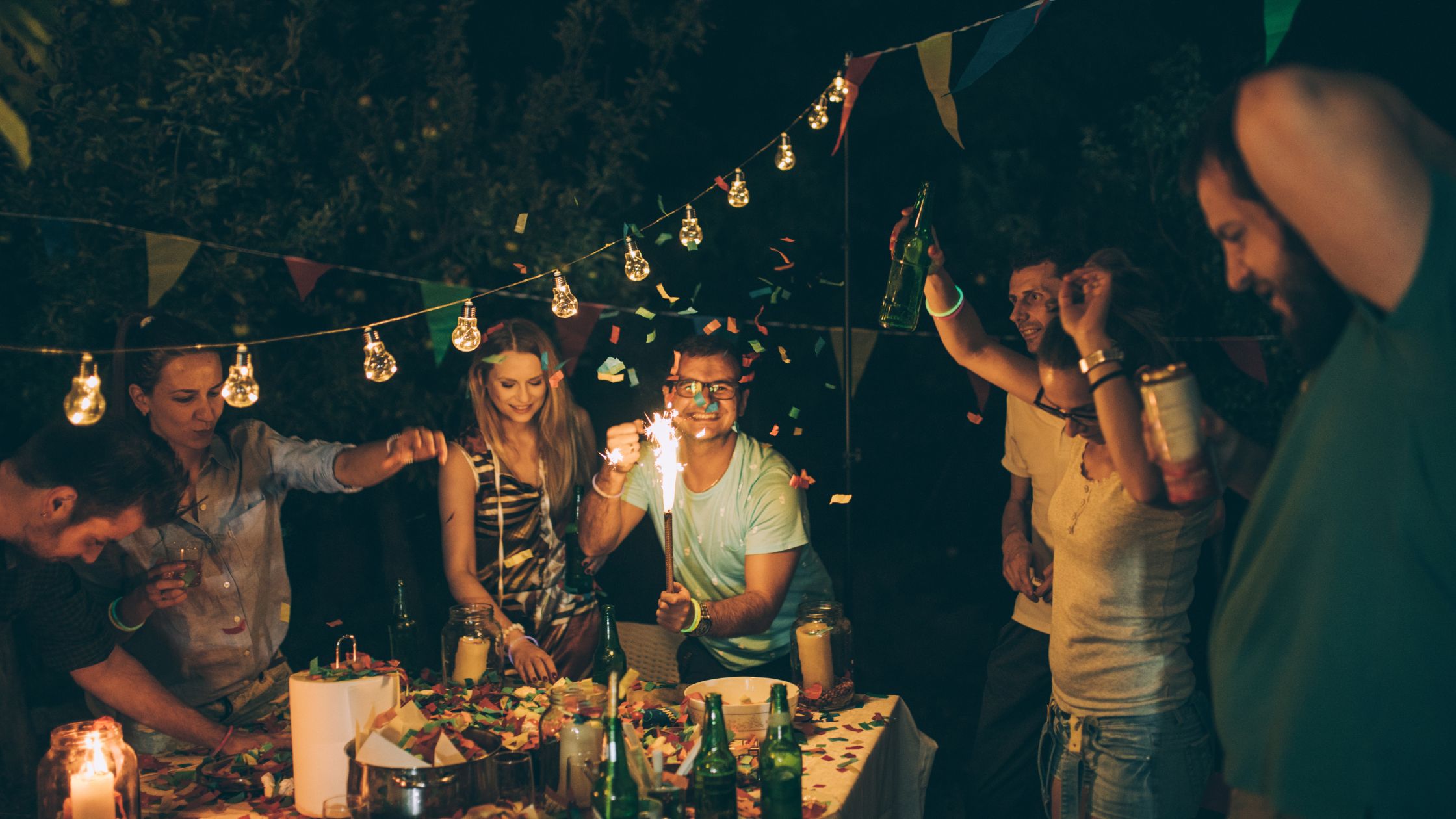 Friends Having Backyard Party